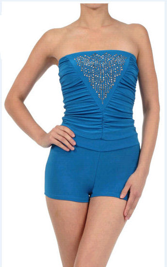 strapless ruched  romper