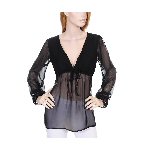 V neck rayon georgette blue